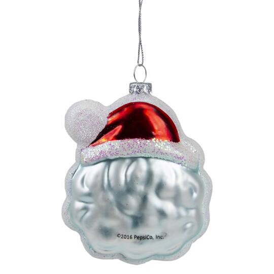 4.5" Blue & Red Glittered Santa Claus Head Pepsi Christmas Ornament